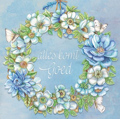 Wenskaart Krans Bloemen (Set van 3)