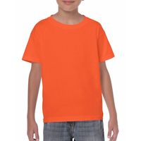 Set van 2x stuks oranje kinder t-shirts 150 grams 100% katoen, maat: 122-128 (S) - thumbnail