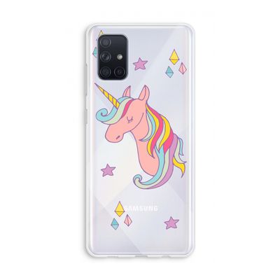 Roze eenhoorn: Galaxy A71 Transparant Hoesje