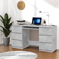 Schrijftafel 140x50x77 cm bewerkt hout betongrijs