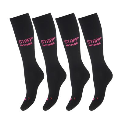 STAPP Horse Paardrijsokken Deocell 4-pack Zwart / Roze-35/38