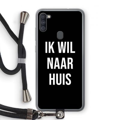 Ik wil naar huis - Zwart: Samsung Galaxy A11 Transparant Hoesje met koord
