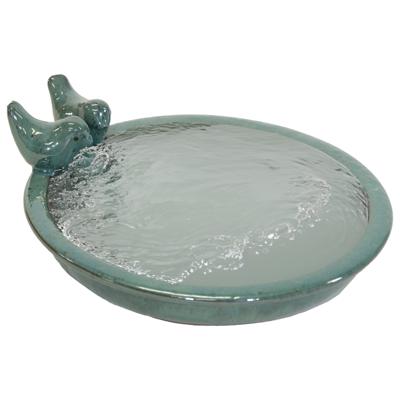 Mega Collection Vogelbad/voederschaal - groen - keramiek - 30x11 cm - drinkschaal voor vogels