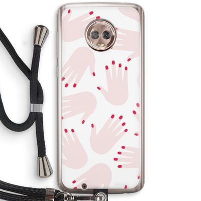 Hands pink: Motorola Moto G6 Transparant Hoesje met koord
