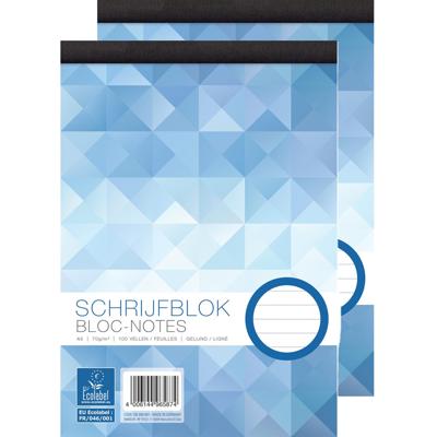 Notitieblok - 2x - A5 - schrijfblok met lijntjes - papier - 100 vellen