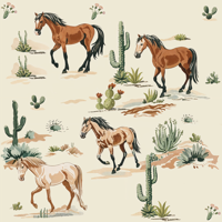 Beige patroon behang paarden