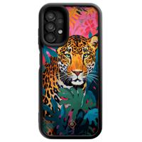 Samsung Galaxy A13 4G zwarte case - Luipaard jungle