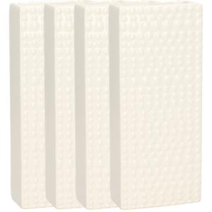 Waterverdamper - 4x - creme wit - keramiek - 400 ml - radiatorbak luchtbevochtiger - 7,4 x 17,7 cm