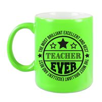 Cadeau koffie/thee mok voor leraar - beste leraar - groen - 300 ml - juf/meester   -