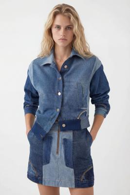 Upcycling cropped spijkerjack - BLUE - L