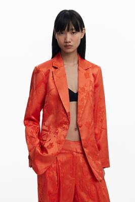 Embroidered fitted blazer - ORANGE - M