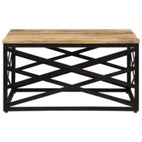 The Living Store Salontafel Mangohout Staal - 68 x 68 x 35 cm - Industrieel - thumbnail