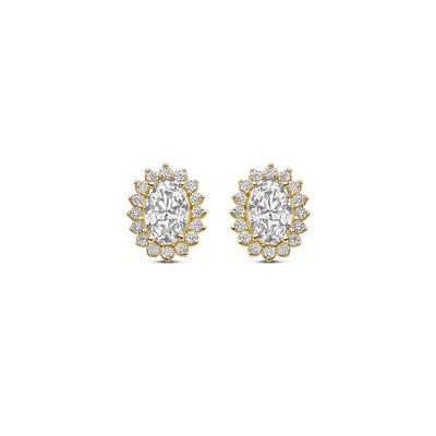 Elegante 14k Geelgouden Oorknoppen met Zirkonia - 9x7mm