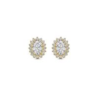 Elegante 14k Geelgouden Oorknoppen met Zirkonia - 9x7mm