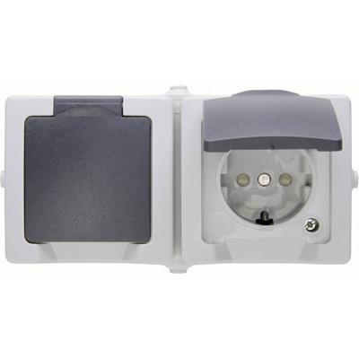 Kopp 137056002 Nautic Wandcontactdoos met randaarde en klapdeksel spatwaterdicht Grijs 1 stuk(s)