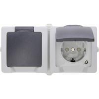 Kopp 137056002 Nautic Wandcontactdoos met randaarde en klapdeksel spatwaterdicht Grijs 1 stuk(s)