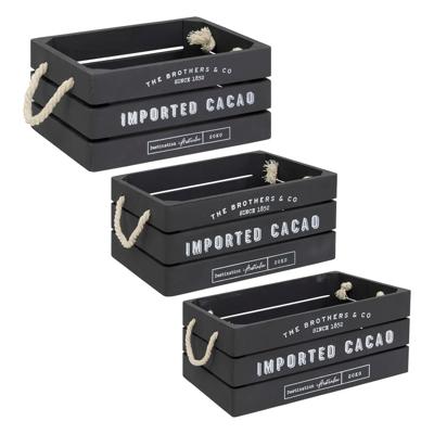 Atmosphera Opbergkisten set 3x stuks - hout - decoratief - vintage look - 35 x 25 x 15 cm