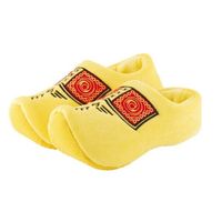 Pluche gele klompen/clogs sloffen/pantoffels voor kinderen - thumbnail