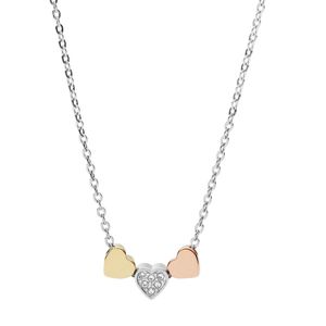 Fossil JF02856998 Ketting Vintage Motifs Hartjes staal zilver-goud- en rosekleurig