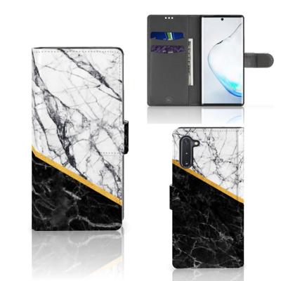 Samsung Galaxy Note 10 | Bookcase | Marmer Wit Zwart - Origineel Cadeau Man