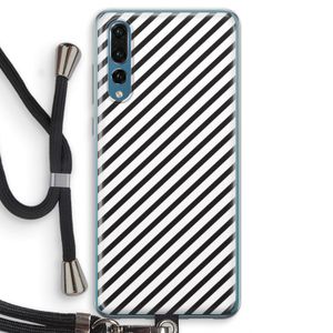 Strepen zwart-wit: Huawei P20 Pro Transparant Hoesje met koord