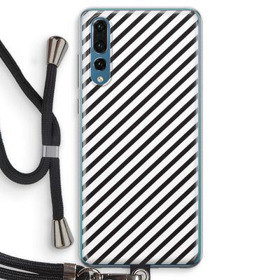Strepen zwart-wit: Huawei P20 Pro Transparant Hoesje met koord