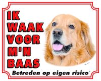 Hovawart Waakbord Blond - Ik waak voor mijn Baas