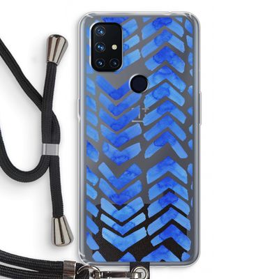 Blauwe pijlen: OnePlus Nord N10 5G Transparant Hoesje met koord