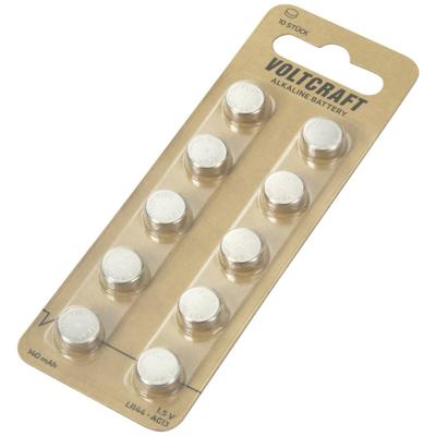 VOLTCRAFT LR44 Knoopcel 140 mAh Alkaline 10 stuk(s)