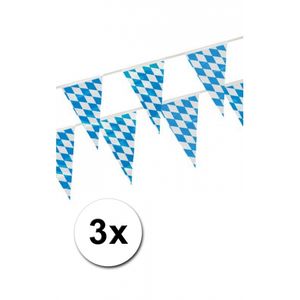 3x Beieren vlaggenlijn blauw/wit 4 m