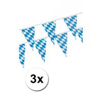 3x Beieren vlaggenlijn blauw/wit 4 m