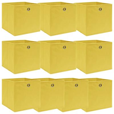 Opbergboxen 10 st 32x32x32 cm stof geel