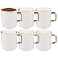 Koffiemokken Athena - 6x stuks - Keramiek - wit/goud - 350 ml - 8 x 9 cm Koffiemokken Athena - 6x stuks - Keramiek - wit/goud - 350 ml - 8 x 9 cm