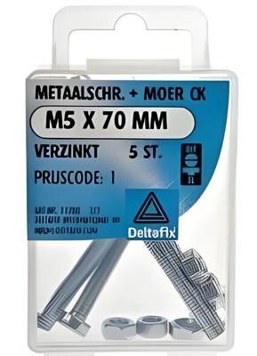 M.schroef moer ck m5x70mm 5st - Deltafix