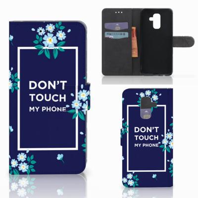 Samsung Galaxy A6 Plus 2018 Portemonnee Hoesje Flowers Blue DTMP Samsung Galaxy A6 Plus 2018 Portemonnee Hoesje Flowers Blue DTMP