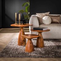 LifestyleFurn Ronde Salontafel Kalilah Acaciahout, Set van 3 stuks - Massief acacia naturel - thumbnail