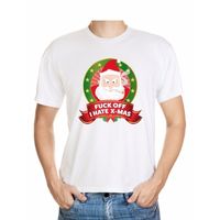 Foute Kerst t-shirt wit Fuck off I hate x-mas heren - thumbnail