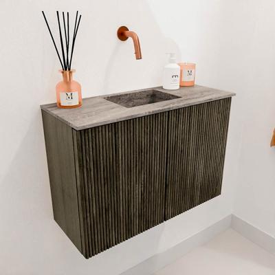Toiletmeubel Mondiaz Joya Dlux | 60 cm | Meubelkleur Shadow | Faye wastafel Oza Wasbak Midden | Zonder kraangat(en)