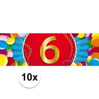 10x 6 Jaar leeftijd stickers verjaardag versiering   -