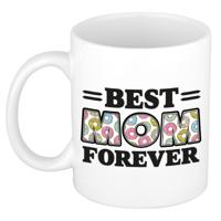 Cadeau koffie/thee mok - de beste mama voor altijd - donuts - multi - 300 ml - keramiek