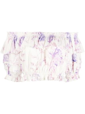 LoveShackFancy haut crop volanté Audrille à fleurs - Violet