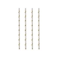 100x Duurzame papieren rietjes met sterren wit/goud 20 cm