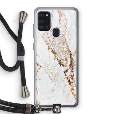 Goud marmer: Samsung Galaxy A21s Transparant Hoesje met koord