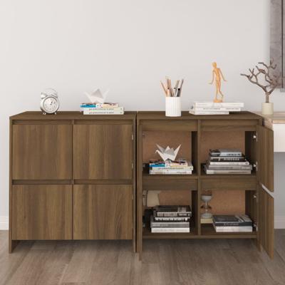 Dressoirs 2 st 70x41x75 cm bewerkt hout bruin eikenkleur