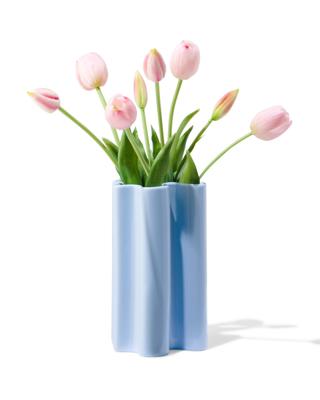HEMA Vaas Ø12x20cm Keramiek Golf Lichtblauw (blauw)