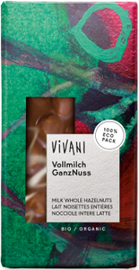 Vivani Chocoladereep Melk met Hele Hazelnoten