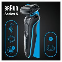 Braun Series 5 51-M1200s Scheerapparaat met scheerblad Trimmer Zwart, Blauw - thumbnail