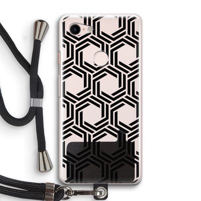 Geometrisch patroon: Pixel 3 Transparant Hoesje met koord