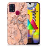 Samsung Galaxy M31 TPU Siliconen Hoesje Marmer Oranje