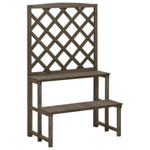 VidaXL Plantenrek met latwerk 70x42x115 cm massief vurenhout grijs